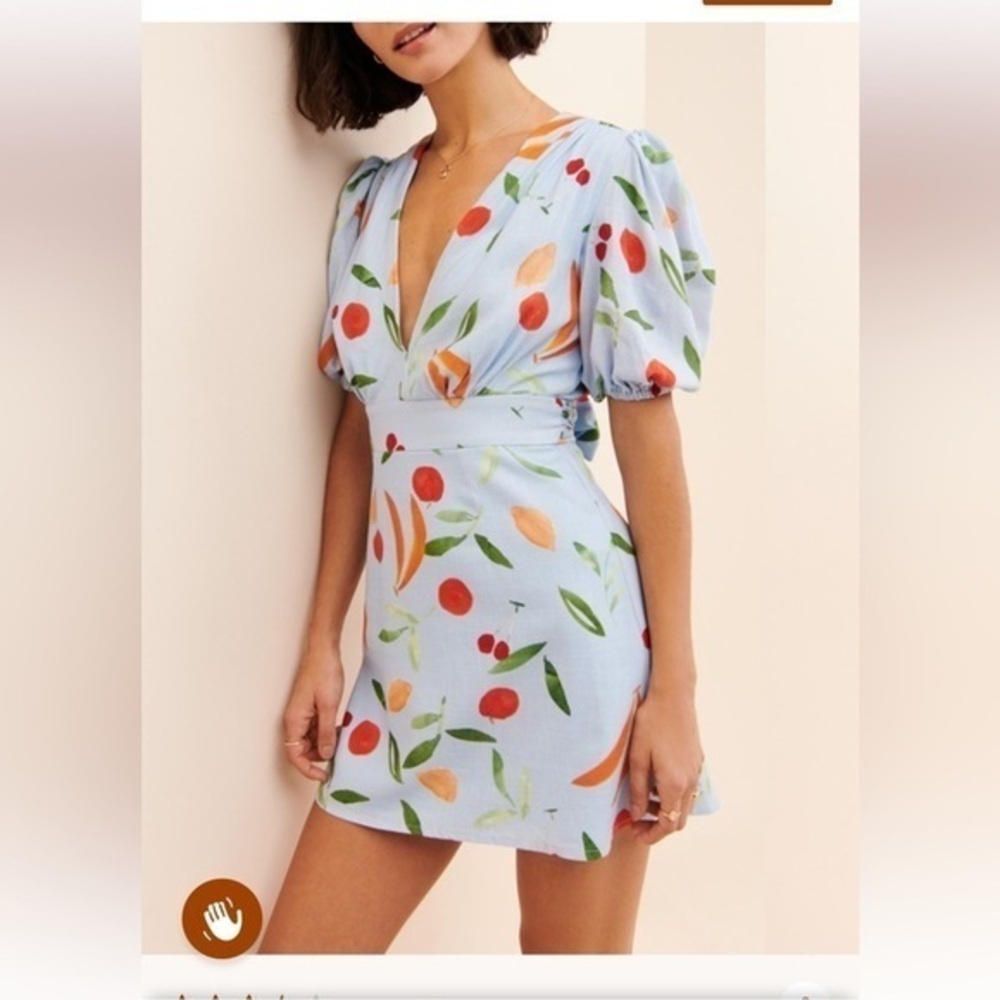 Finders Keepers Mixed Fruit Bowl Calypso Mini Dress Linen Blend Small size 4